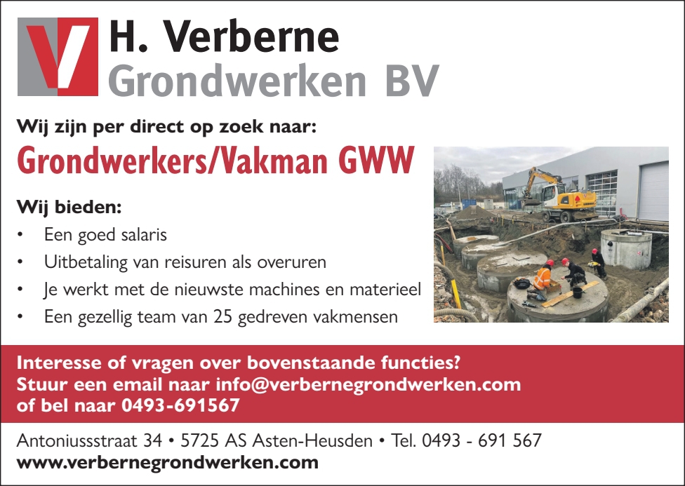Vacature grondwerker Vacature grondwerker